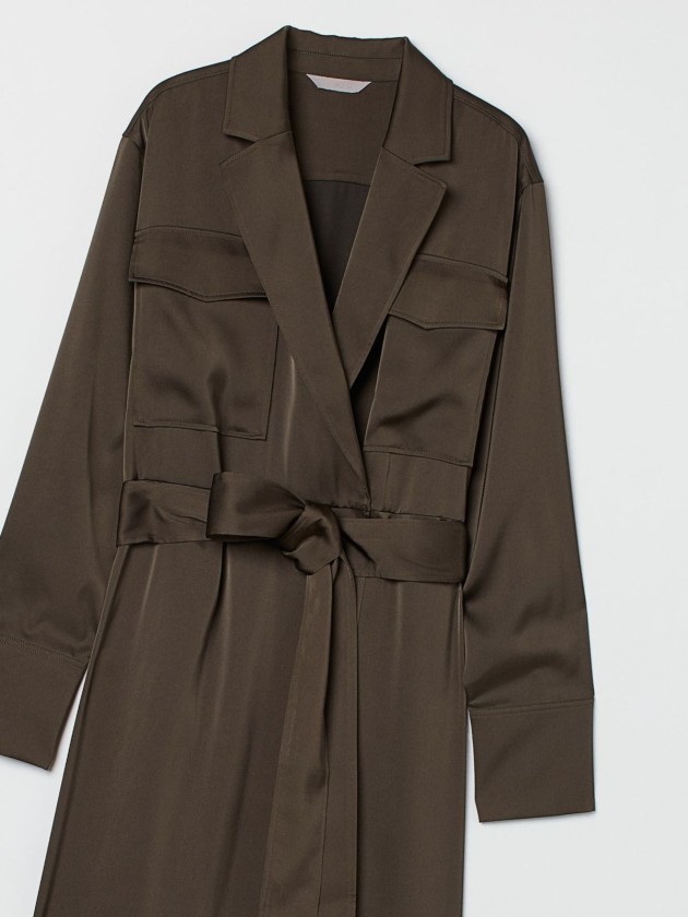 VESTIDO MAXI CARGO H&M SATINADO