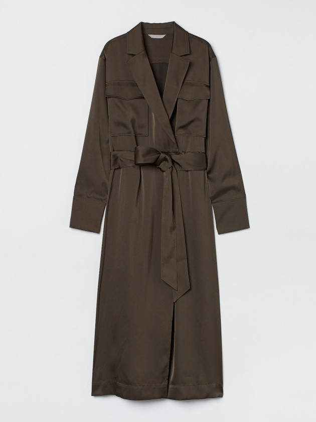 VESTIDO MAXI CARGO H&M SATINADO