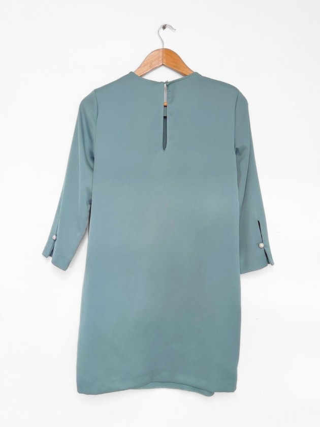 VESTIDO SATINADO PERLAS ZARA