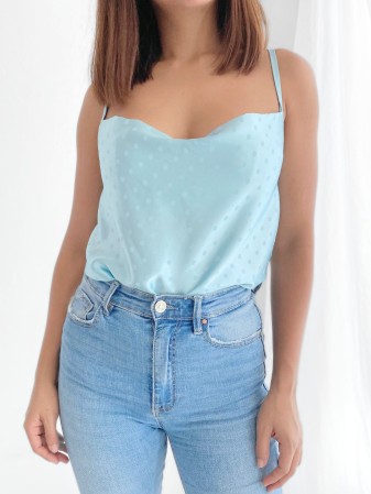 BLUSA SATIN CELESTE
