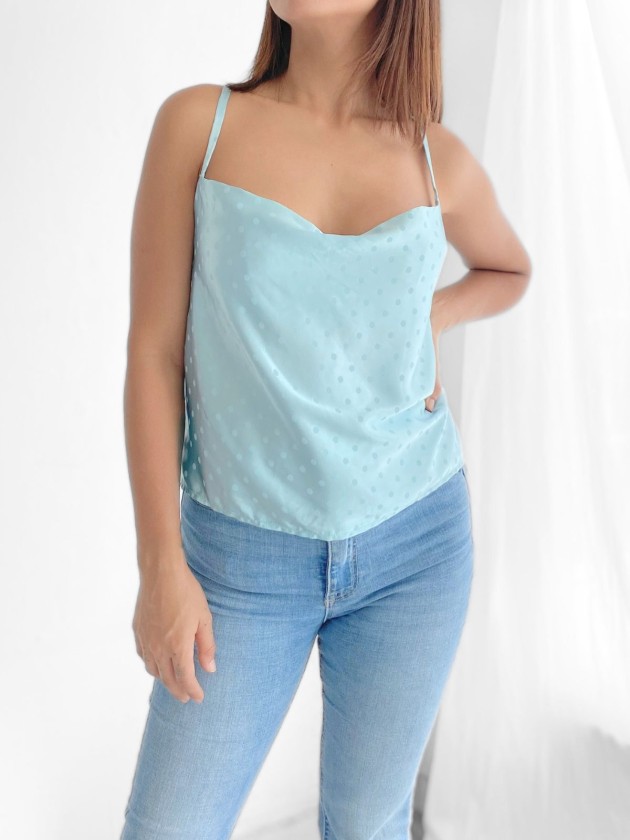 BLUSA SATIN CELESTE