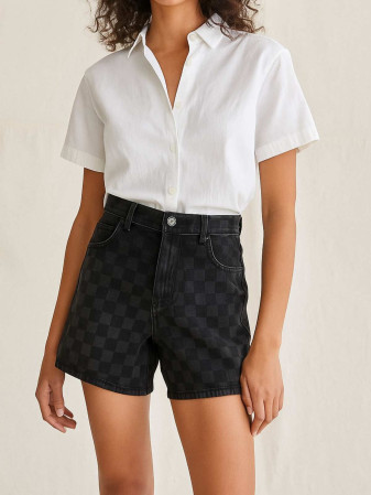 SHORT DENIM CUADRICULADO 