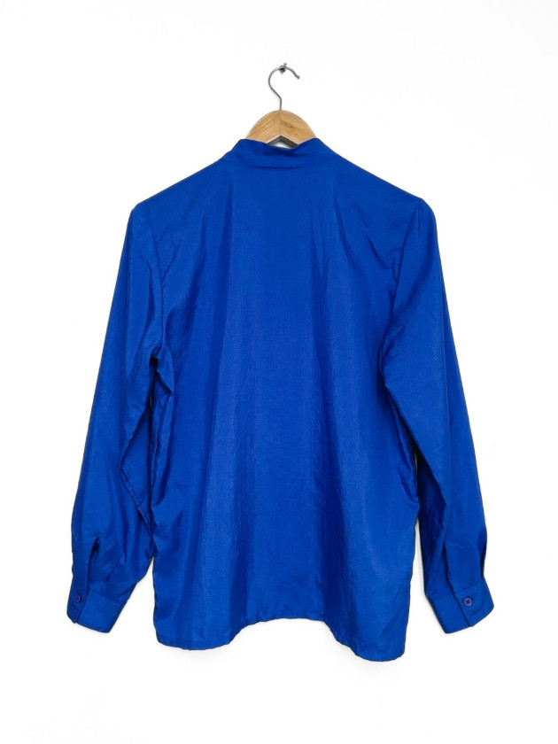 BLUSA AZUL VINTAGE SATINADA