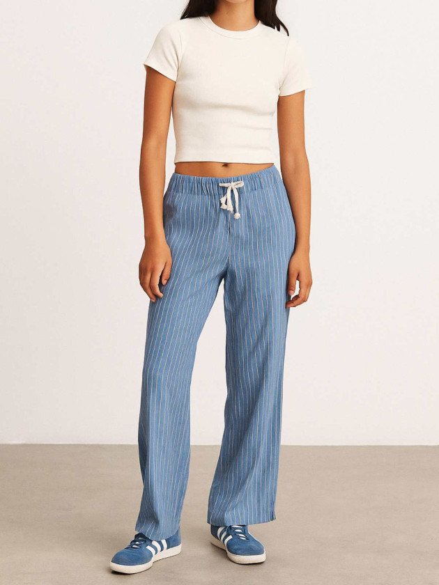 PANTALON RAYADO CELESTE