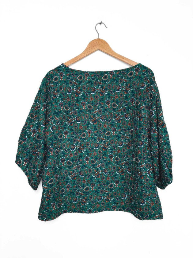 BLUSA VERDE ESTAMPADA LOFT