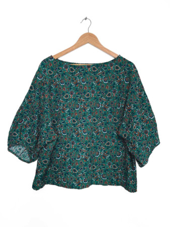 BLUSA VERDE ESTAMPADA LOFT