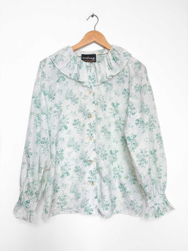 BLUSA VINTAGE CON FLORES VERDES