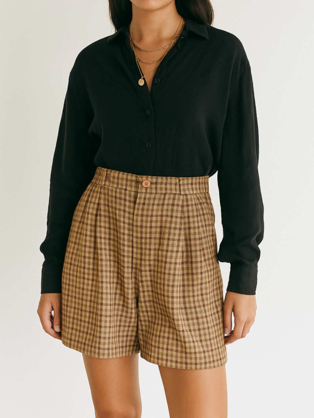 SHORT VINTAGE CUADRICULADO TIRO ALTO