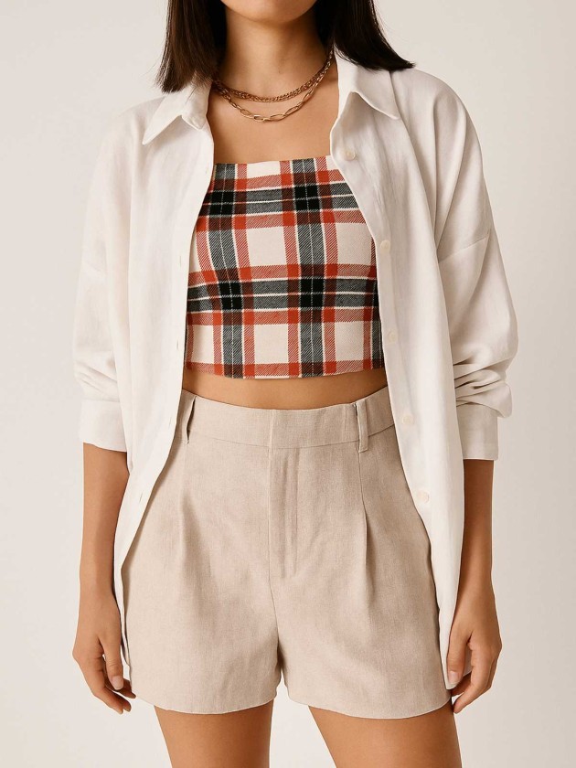 CROP TOP CUADRICULADO