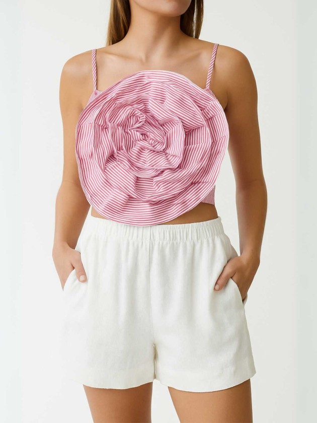 CROP TOP RAYADO ROSA