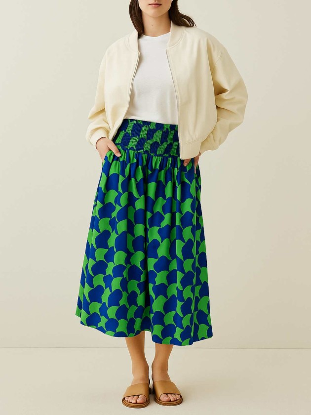 FALDA MIDI ESTAMPADA DE COLORES