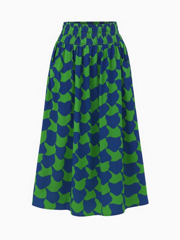 FALDA MIDI ESTAMPADA DE COLORES