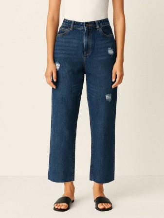 JEANS CROPPED WIDE LEG ROTO