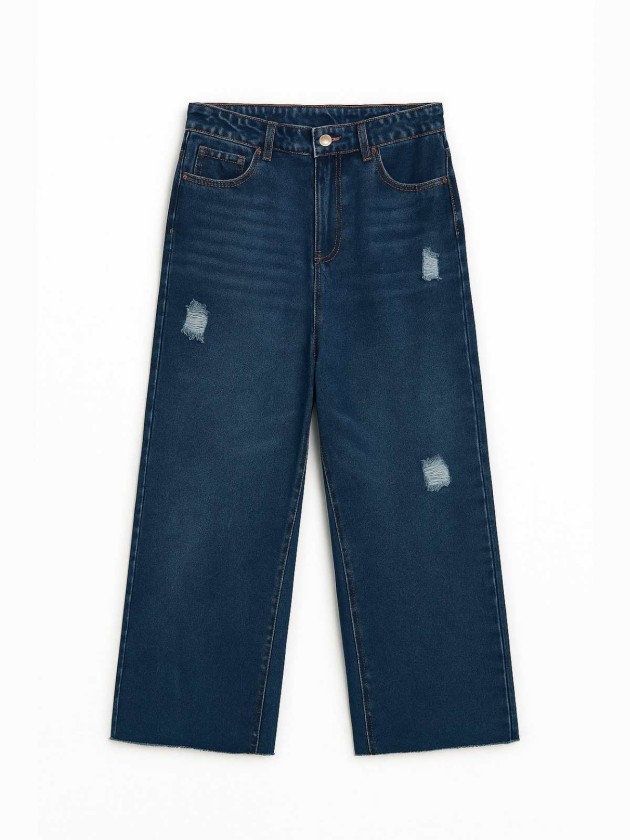 JEANS CROPPED WIDE LEG ROTO