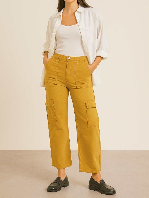 JEANS CARGO SOFT MUSTARD