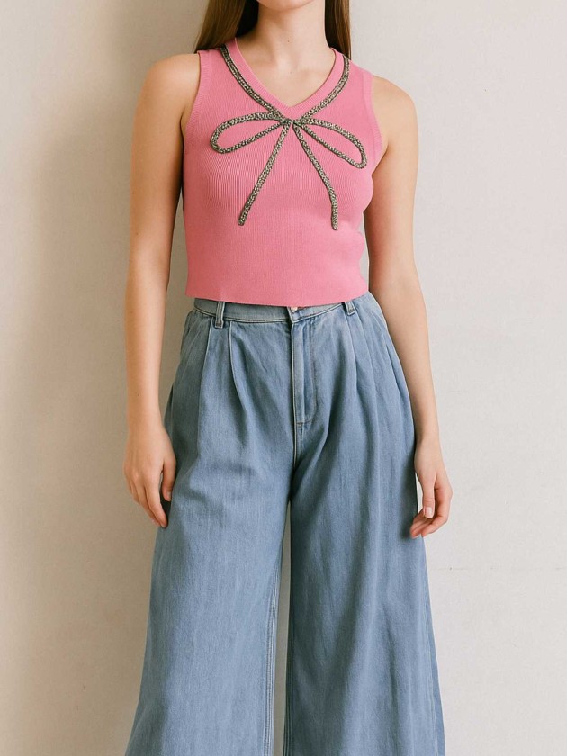 BLUSA TEJIDA CON LAZO