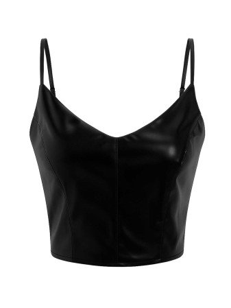 TOP NEGRO PLEATHER